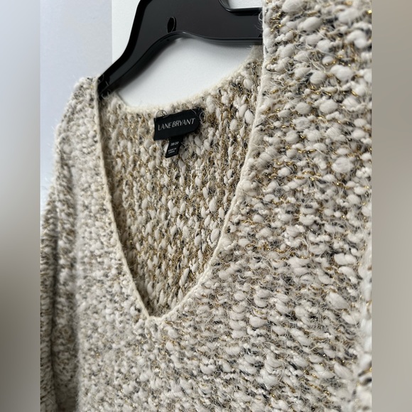 Cream & gold chunky eyelash knit sweater from Lane Bryant - Picture 2 of 4
